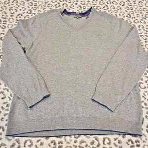 TED BAKER London Men's V-Neck Lightweight Logo Sweater; Gray; UK Size 6/US Small